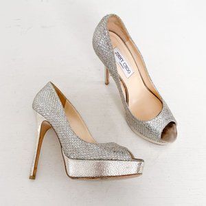 glitter peep toe heels